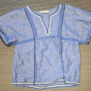 Vineyard Vines Blue Blouse with Navy Trim